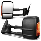 99-02 Chevy Silverado GMC Sierra Towing Mirrors Heated Power Black Amber