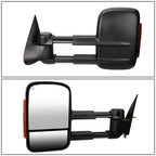 99-02 Chevy Silverado GMC Sierra Towing Mirrors Heated Power Black Amber