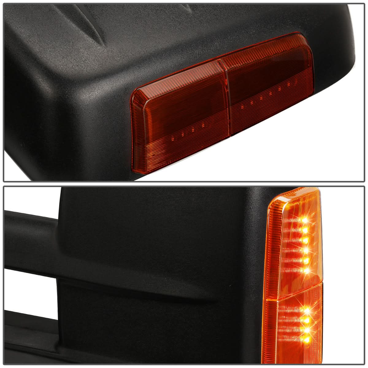 99-02 Chevy Silverado GMC Sierra Towing Mirrors Heated Power Black Amber