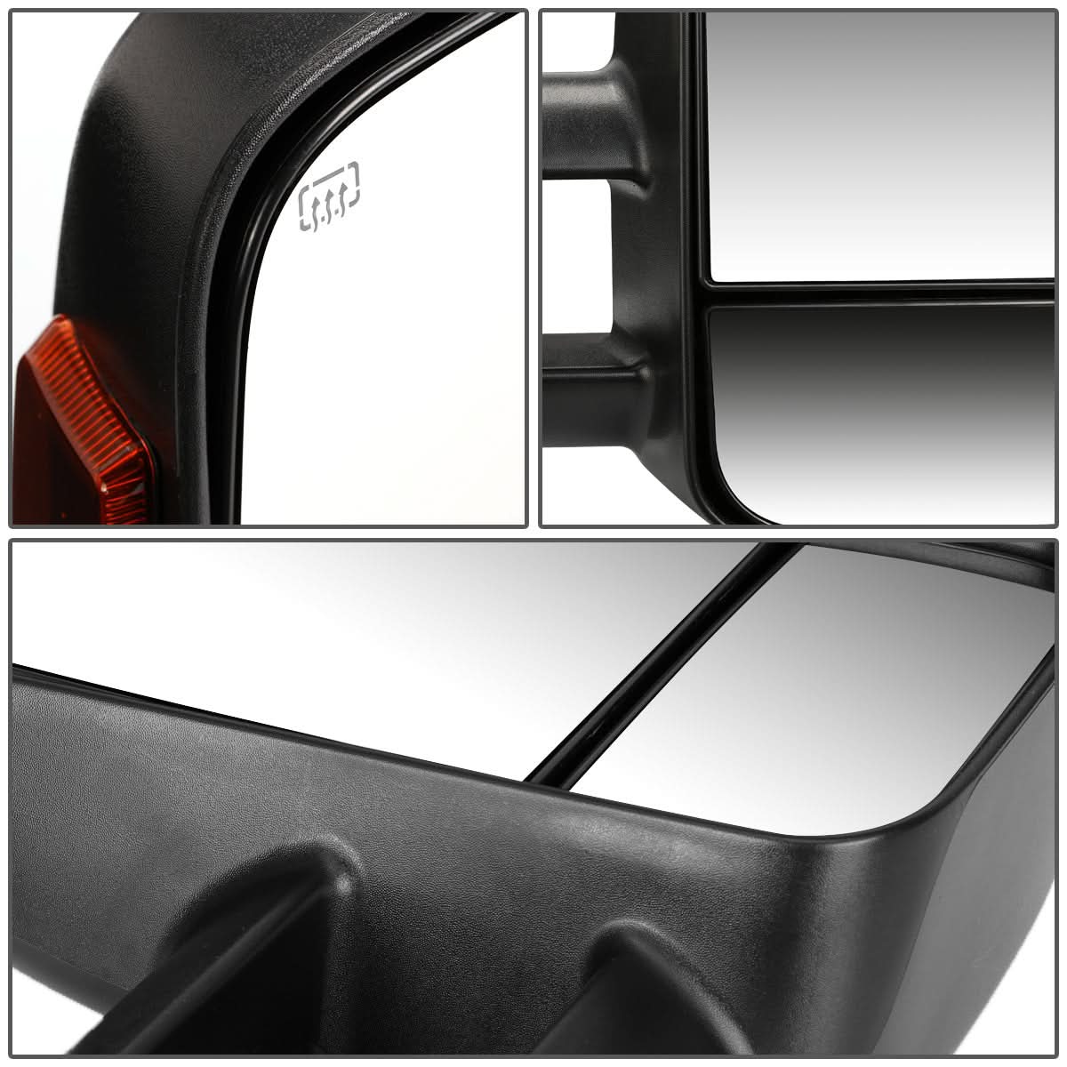 99-02 Chevy Silverado GMC Sierra Towing Mirrors Heated Power Black Amber