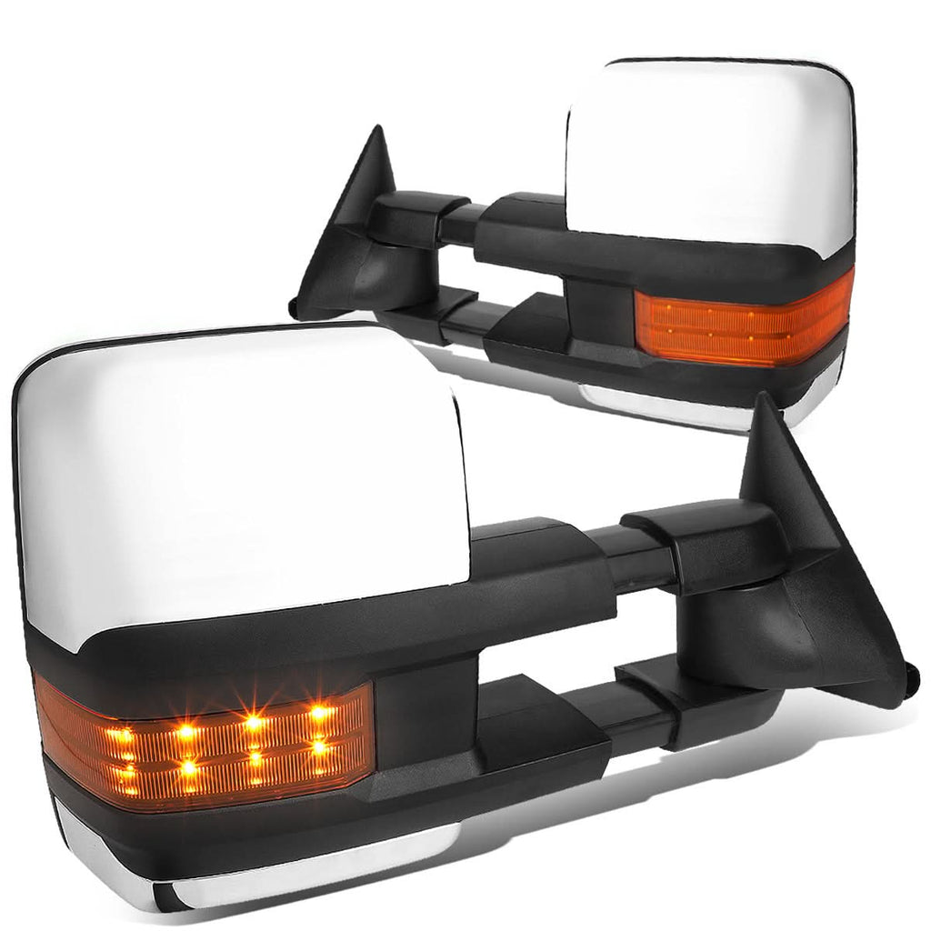 88-02 Chevrolet GMC C/K Tahoe Yukon Towing Mirrors Powered LED Chrome