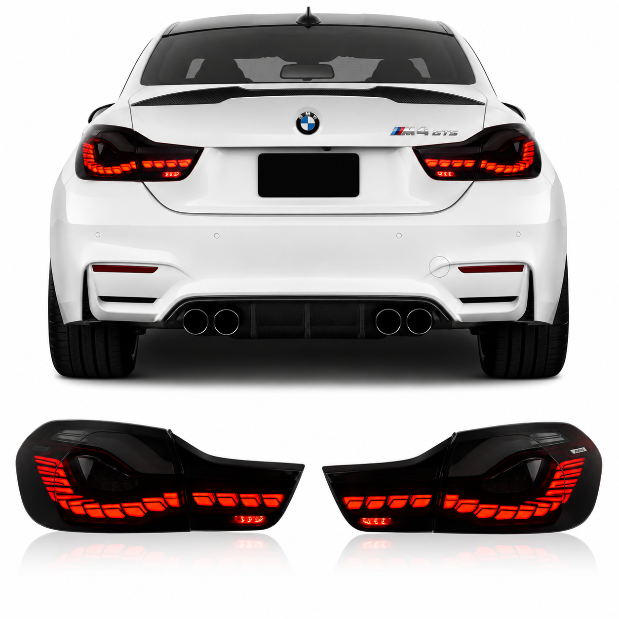 OLED GTS Style Taillights for BMW 4 Series F32 F82 2012-2018 Red Smoked