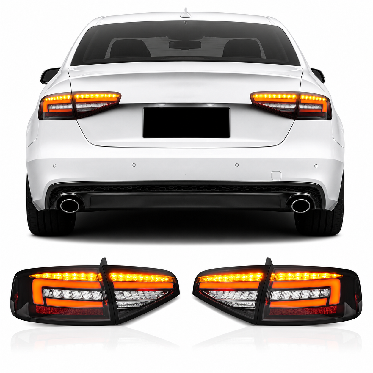 LED Tail Lights for Audi A4 2013-2016 with Dynamic Turn Signals