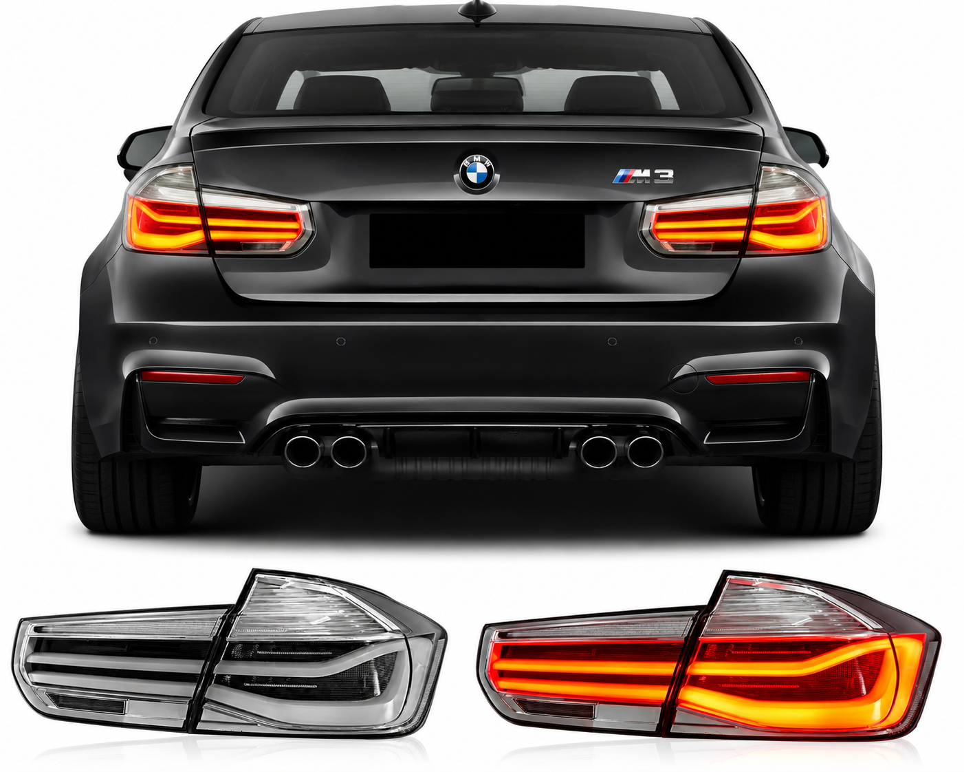 MP Style Clear LCI LED Taillights for BMW 3 Series F30 F35 M3 F80 2012-2018