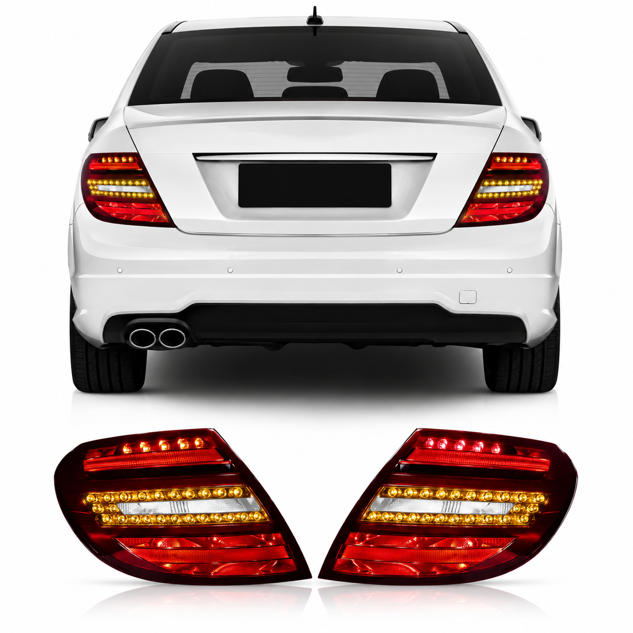 Full LED Tail Lights for Mercedes-Benz C-Class W204 2007-2014