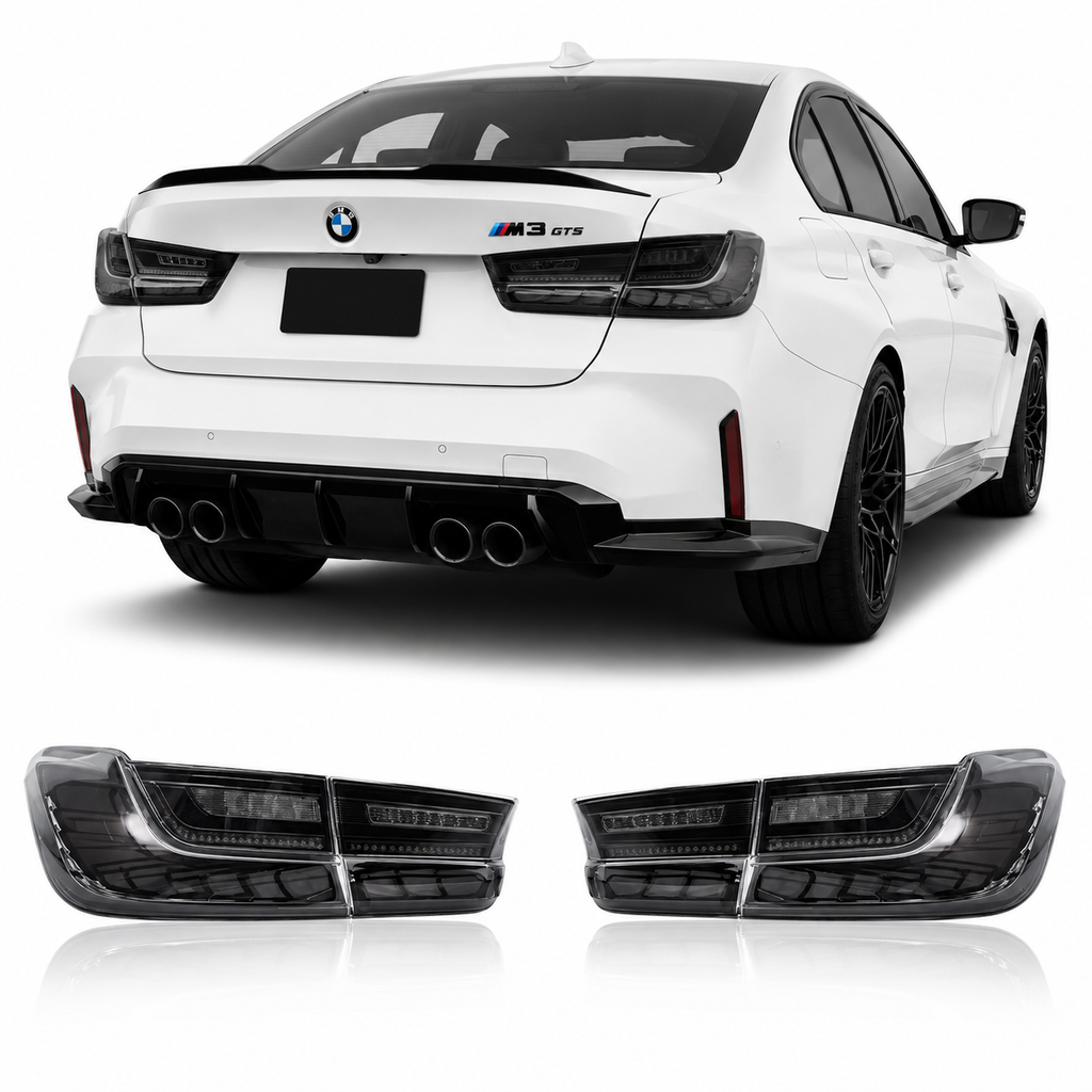 GTS OLED Tail Lights for BMW G20 3 Series & G80 M3 (Cherry Red / Smoked)
