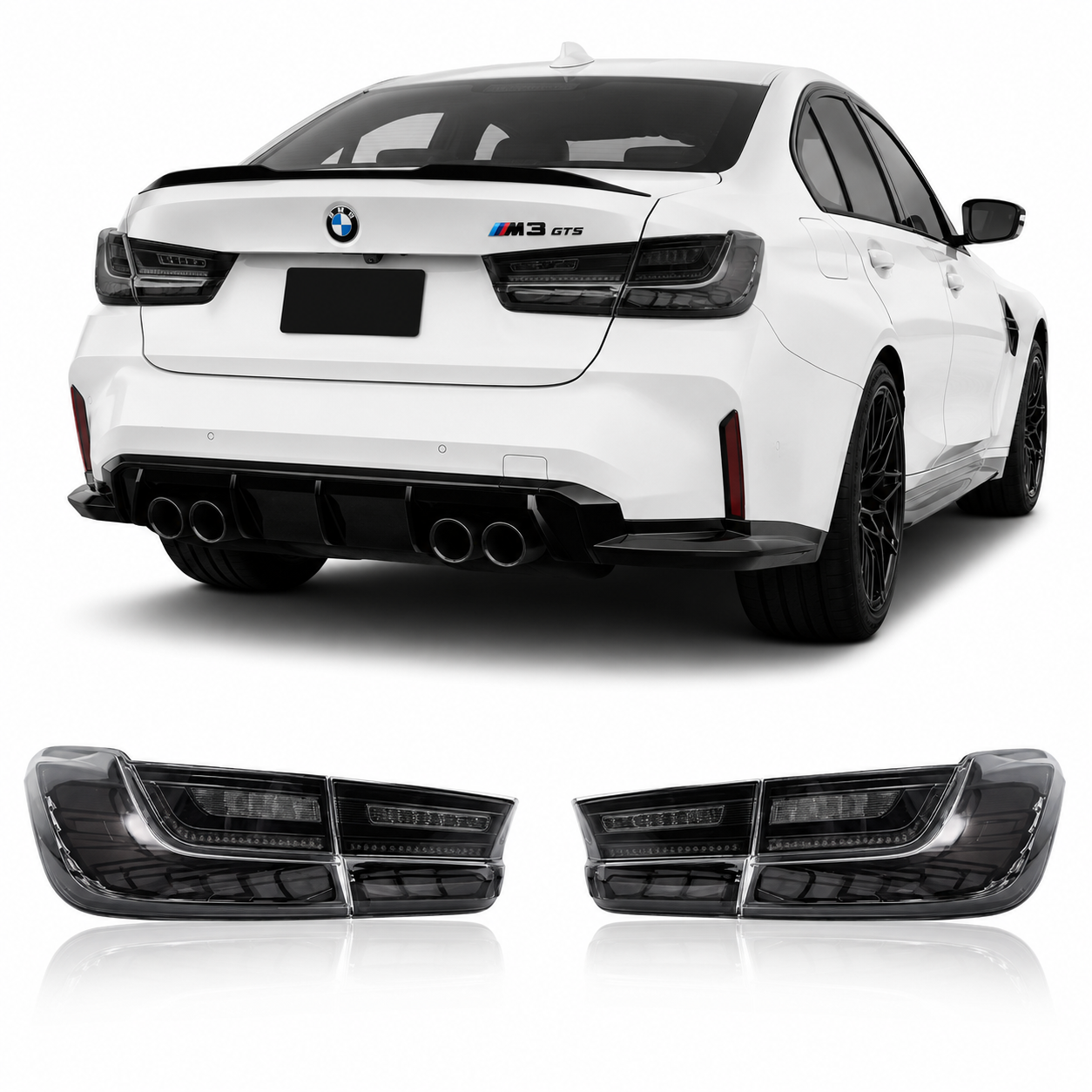 GTS OLED Tail Lights for BMW G20 3 Series & G80 M3 (Cherry Red / Smoked)