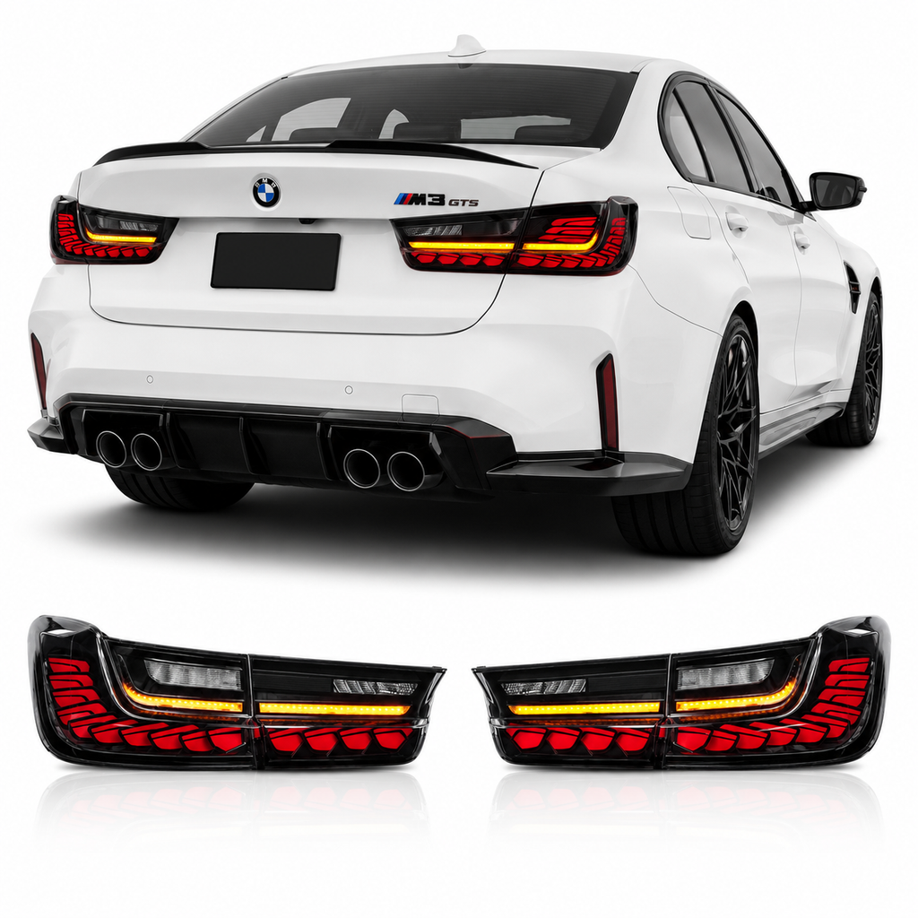 GTS OLED Tail Lights for BMW G20 3 Series & G80 M3 (Cherry Red / Smoked)