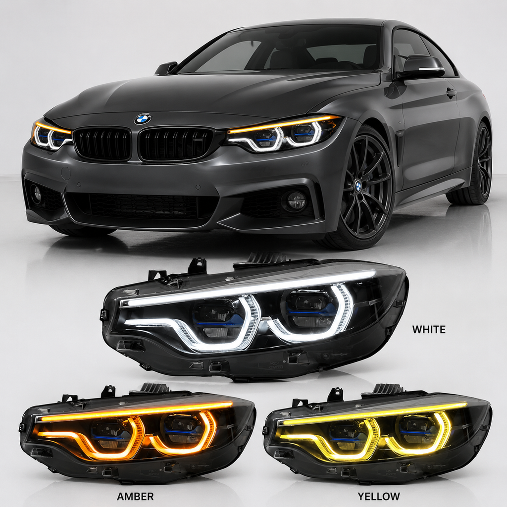 Ikon V3 LED Headlights Assembly for BMW 4 Series F32/F36 & M4 F82/F80 | Three-Color DRL Upgrade | Plug & Play