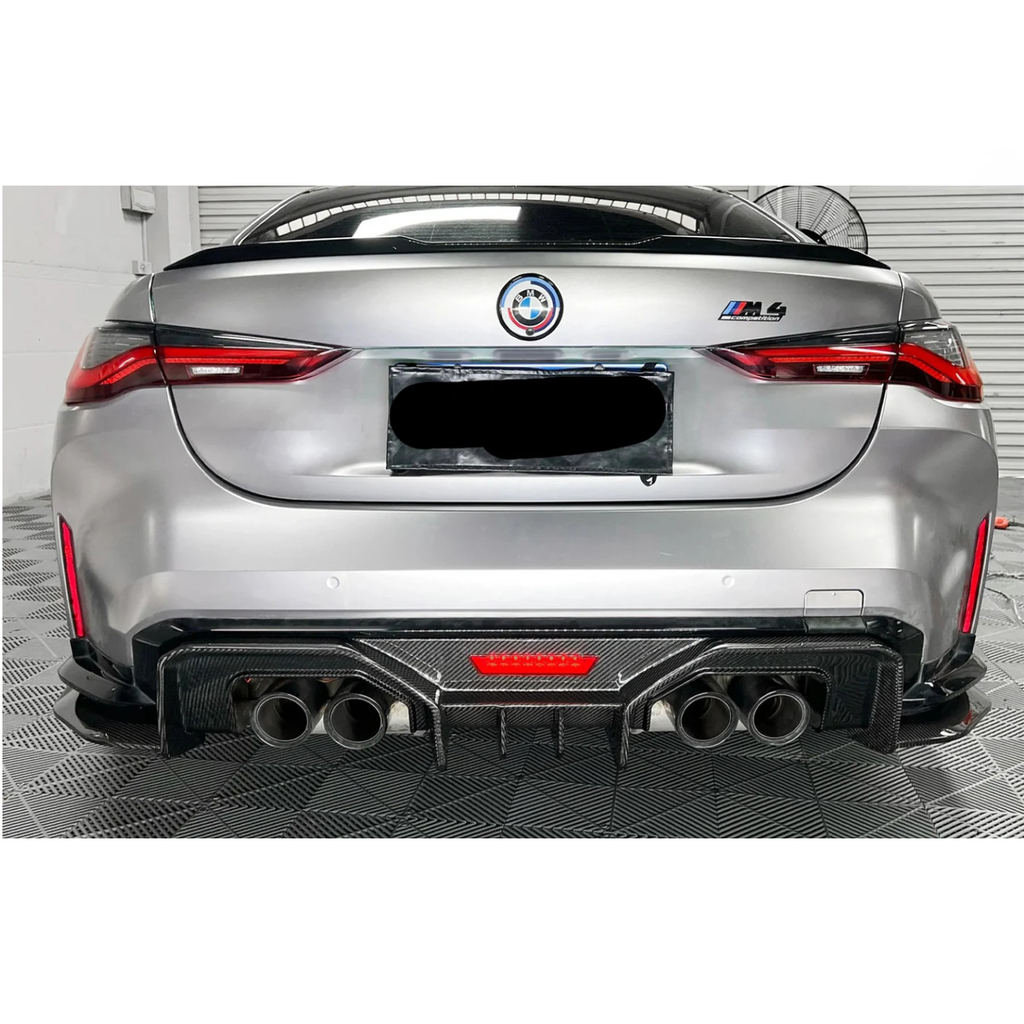 Carbon Fiber AD Style Rear Diffuser w/ LED Light for BMW G80 G81 G82 G83 M3 M4 - Bull Boost Performance