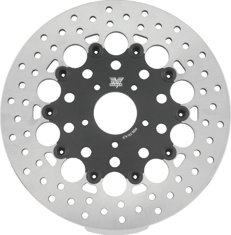 Twin Power 08-13 FLH FLT 08-16 FLHR 06-17 Dyna Front 11.8 Floating Rotor With Holes Black