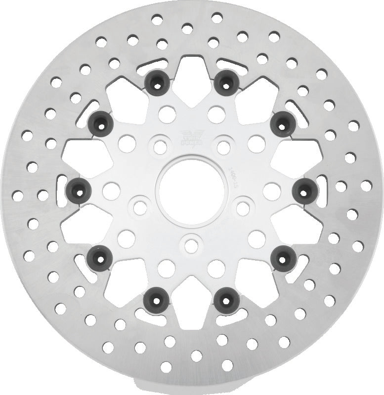 Twin Power 84-17 Big Twin Exc 08-17 FLH FLT Rear 11.5 Floating Rotor Silver Mesh