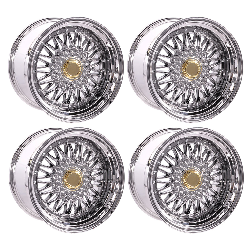 (4) 17X10 +25 5X100 / 5X114.3 Step Lip Deep Dish Mesh Wheels Rims