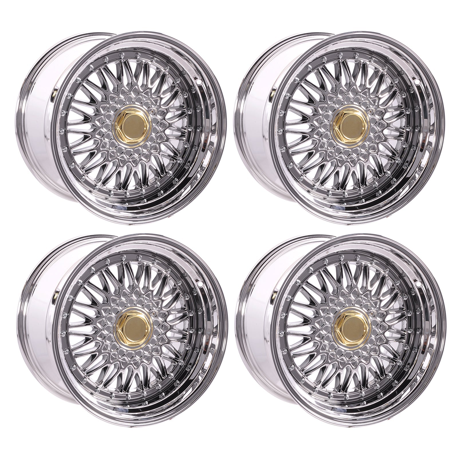 (4) 17X10 +25 5X100 / 5X114.3 Step Lip Deep Dish Mesh Wheels Rims
