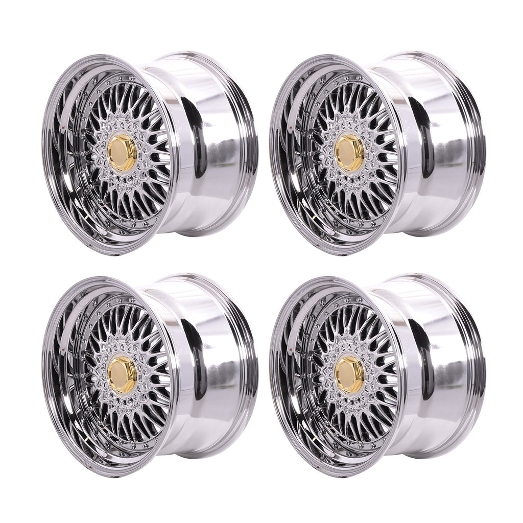 (4) 17X10 +25 5X100 / 5X114.3 Step Lip Deep Dish Mesh Wheels Rims