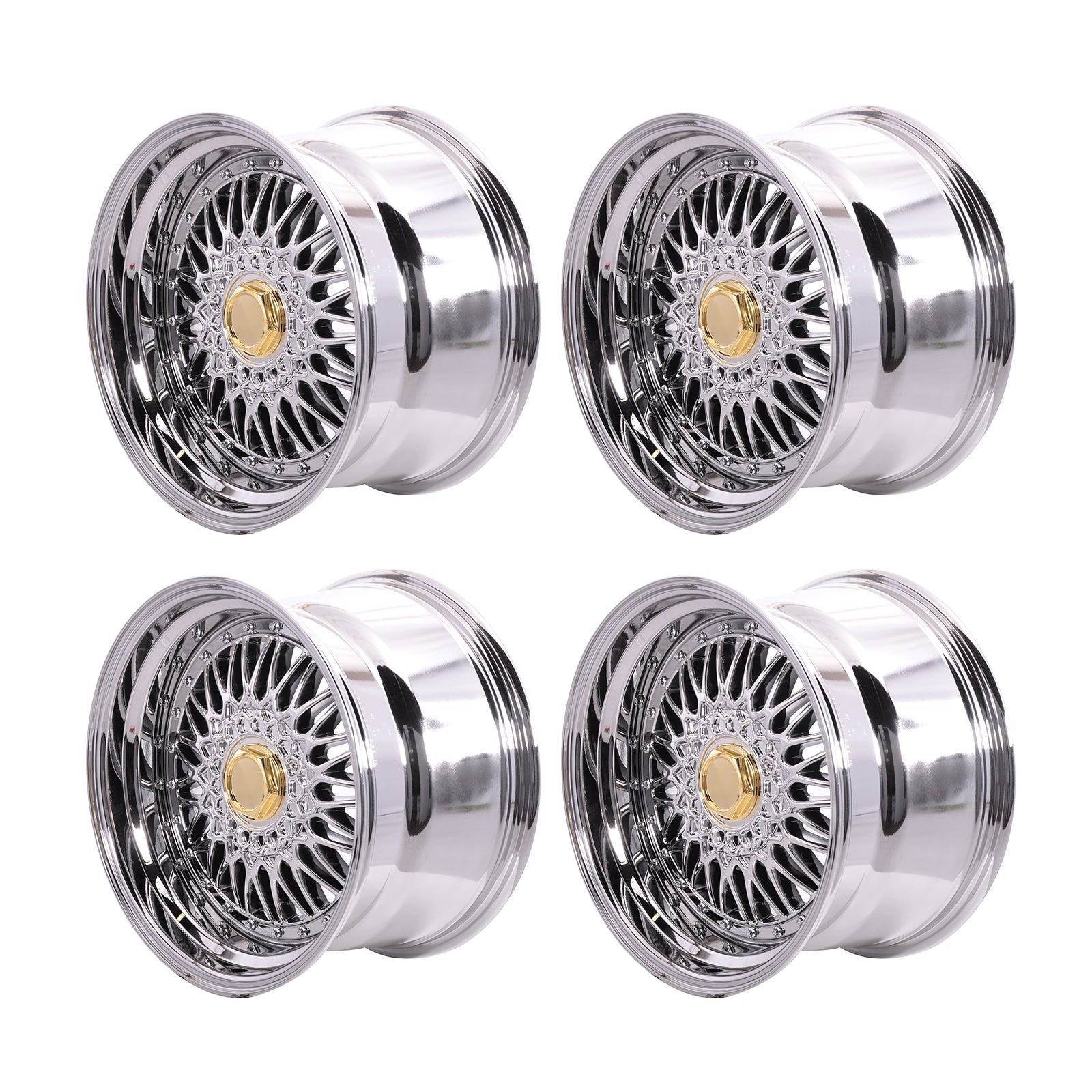 (4) 17X10 +25 5X100 / 5X114.3 Step Lip Deep Dish Mesh Wheels Rims
