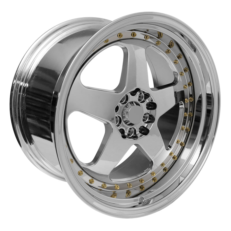 (4) 18X9.0 +30 5X100 / 5X114.3 Step Lip 5 Spoke Wheels Rims - Chrome