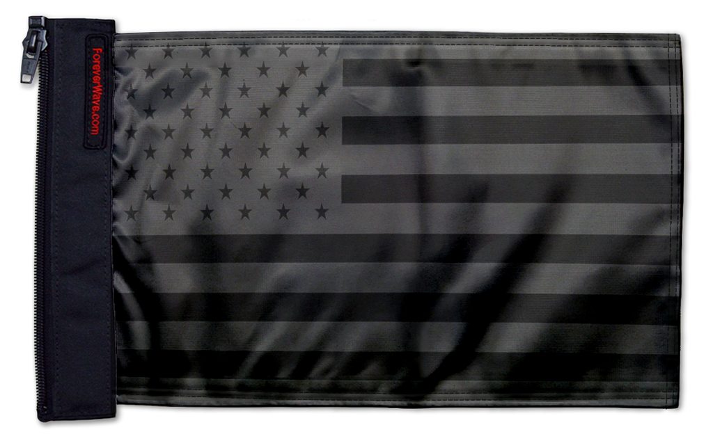 USA Black 12"x18" Forever Wave Flag for Boats