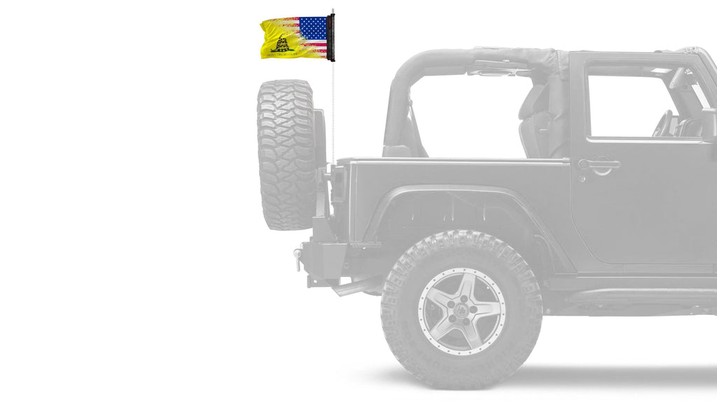 USA Gadsden 12"x18" Forever Wave Flag for Jeep Wrangler JL 2-Door 2018-Present