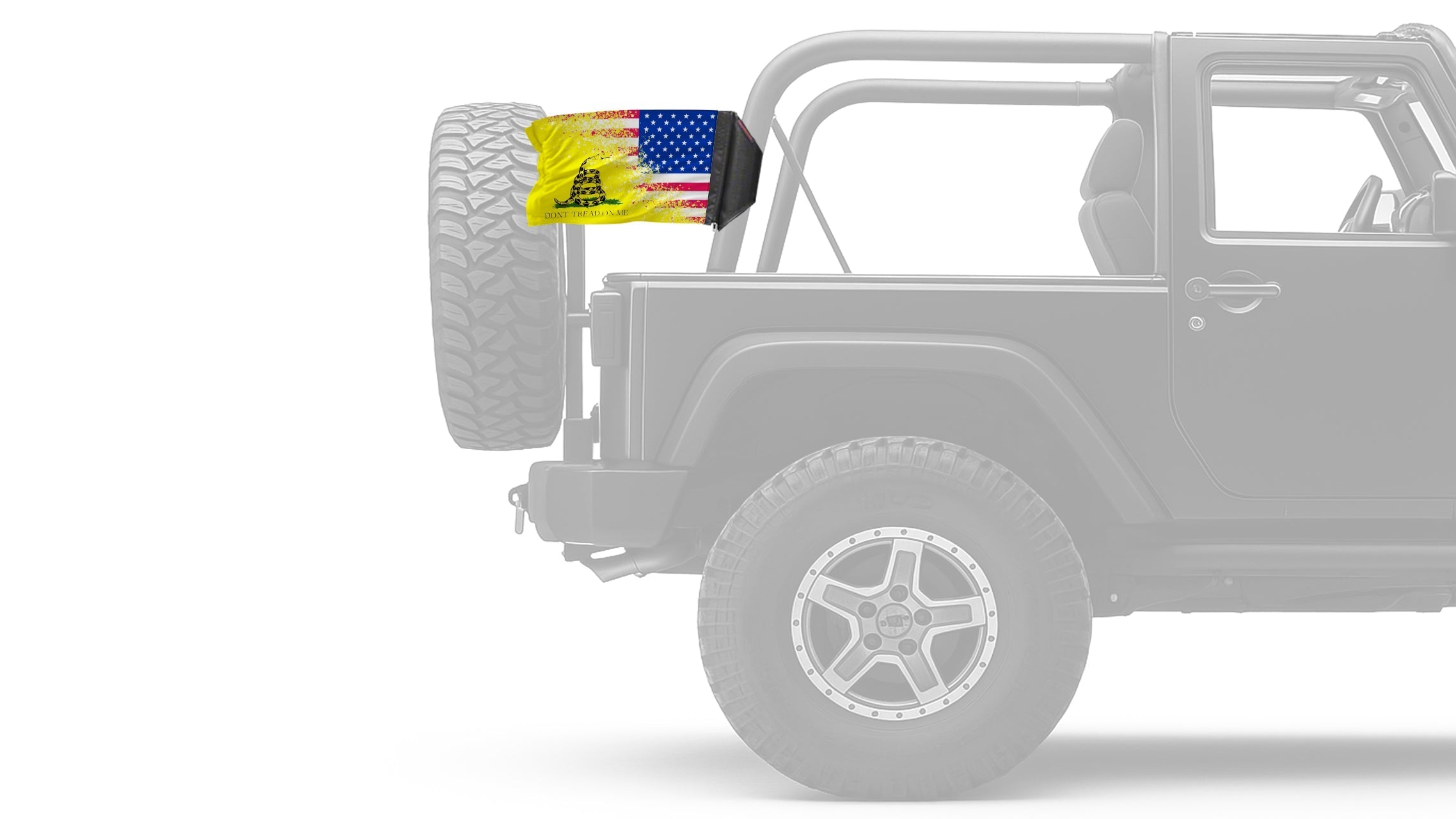USA Gadsden 12"x18" Forever Wave Flag for Jeep Wrangler JL 2-Door 2018-Present