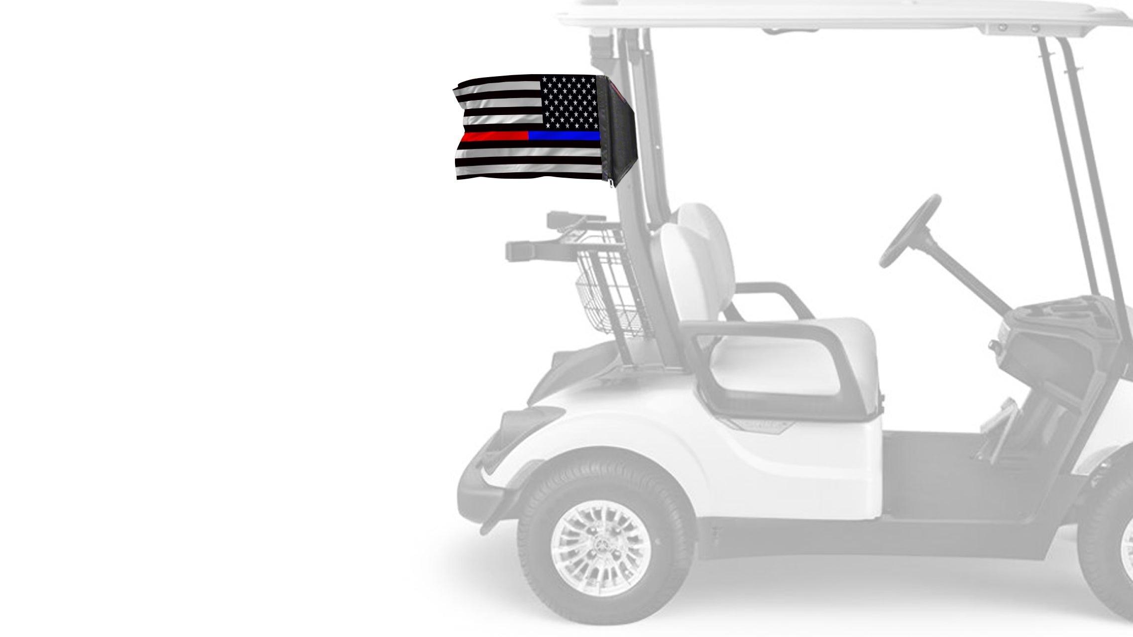 USA Subdued Thin Blue-Red Line 12"x18" Forever Wave Flag for Golf Carts