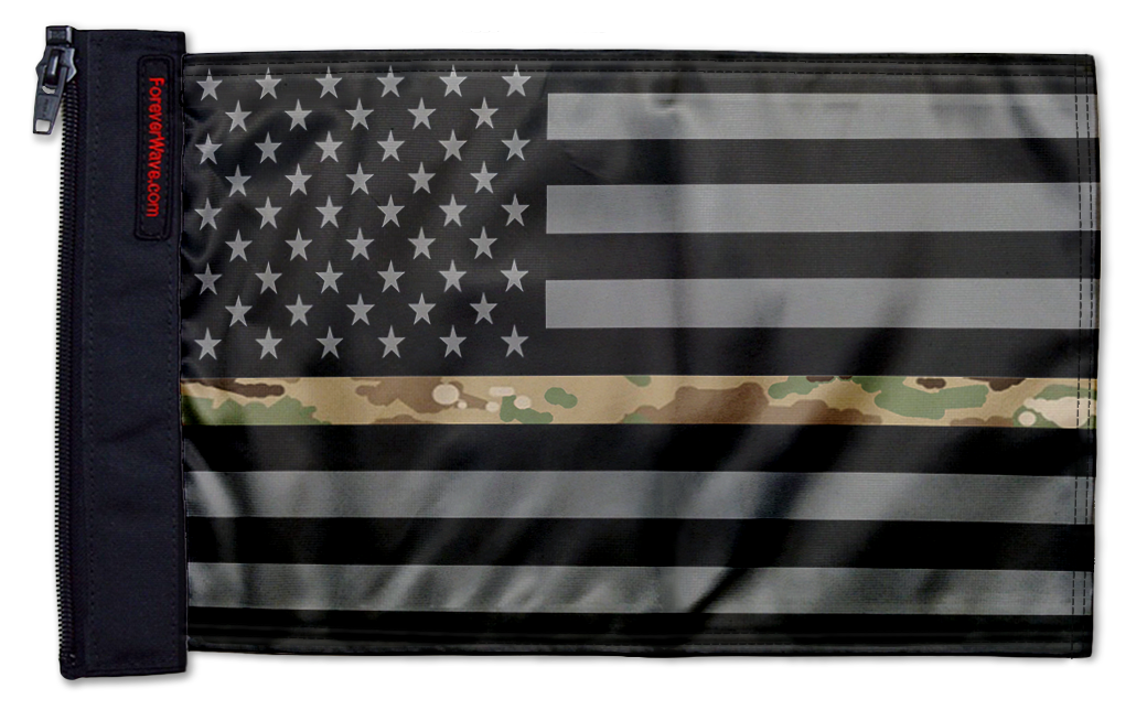 USA Subdued Thin Camo Line 12"x18" Forever Wave Flag for Jeep Wrangler TJ 1996-2006