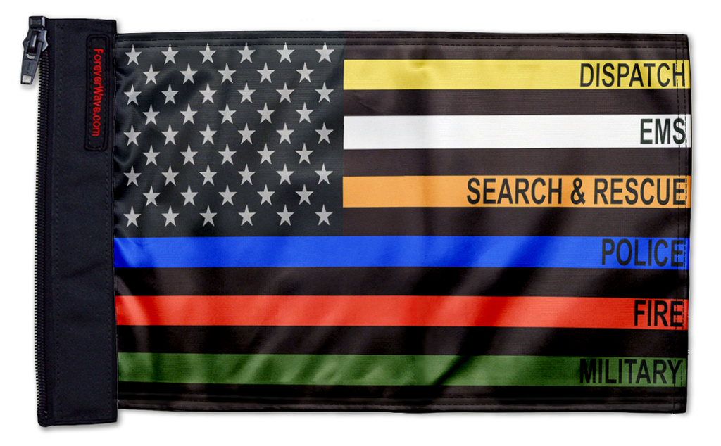 USA Subdued First Responders 12"x18" Forever Wave Flag for Jeep Wrangler TJ 1996-2006