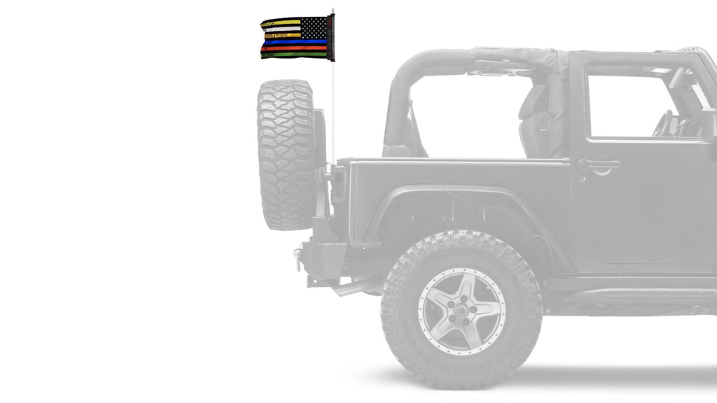 USA Subdued First Responders 12"x18" Forever Wave Flag for Jeep Wrangler TJ 1996-2006