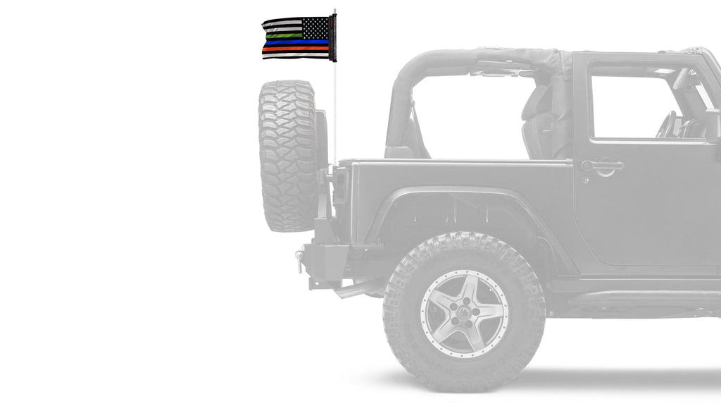 USA Subdued Honor The 4 12"x18" Forever Wave Flag for Jeep Wrangler CJ-7 and CJ-8 1976-1986
