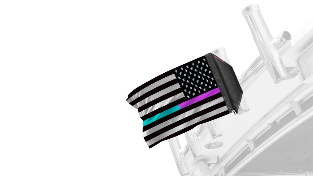 USA Subdued Thin Purple-Teal Line 12"x18" Forever Wave Flag for Boats