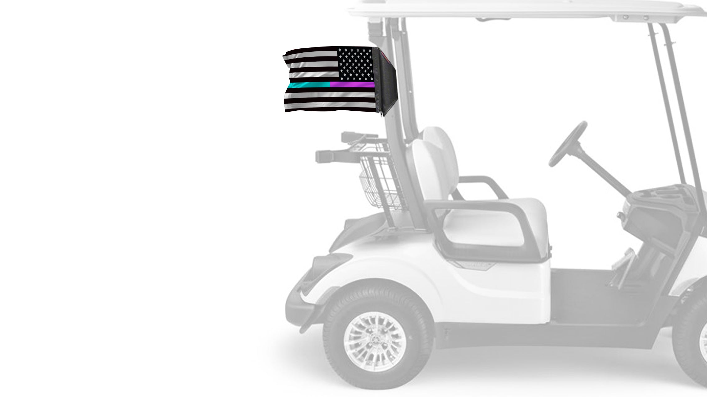 USA Subdued Thin Purple-Teal Line 12"x18" Forever Wave Flag for Golf Carts