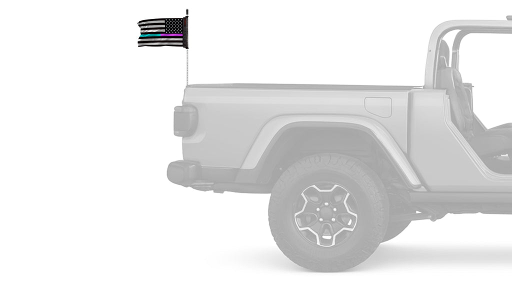 USA Subdued Thin Purple-Teal Line 12"x18" Forever Wave Flag for Jeep Wrangler JK 2-Door 2007-2018
