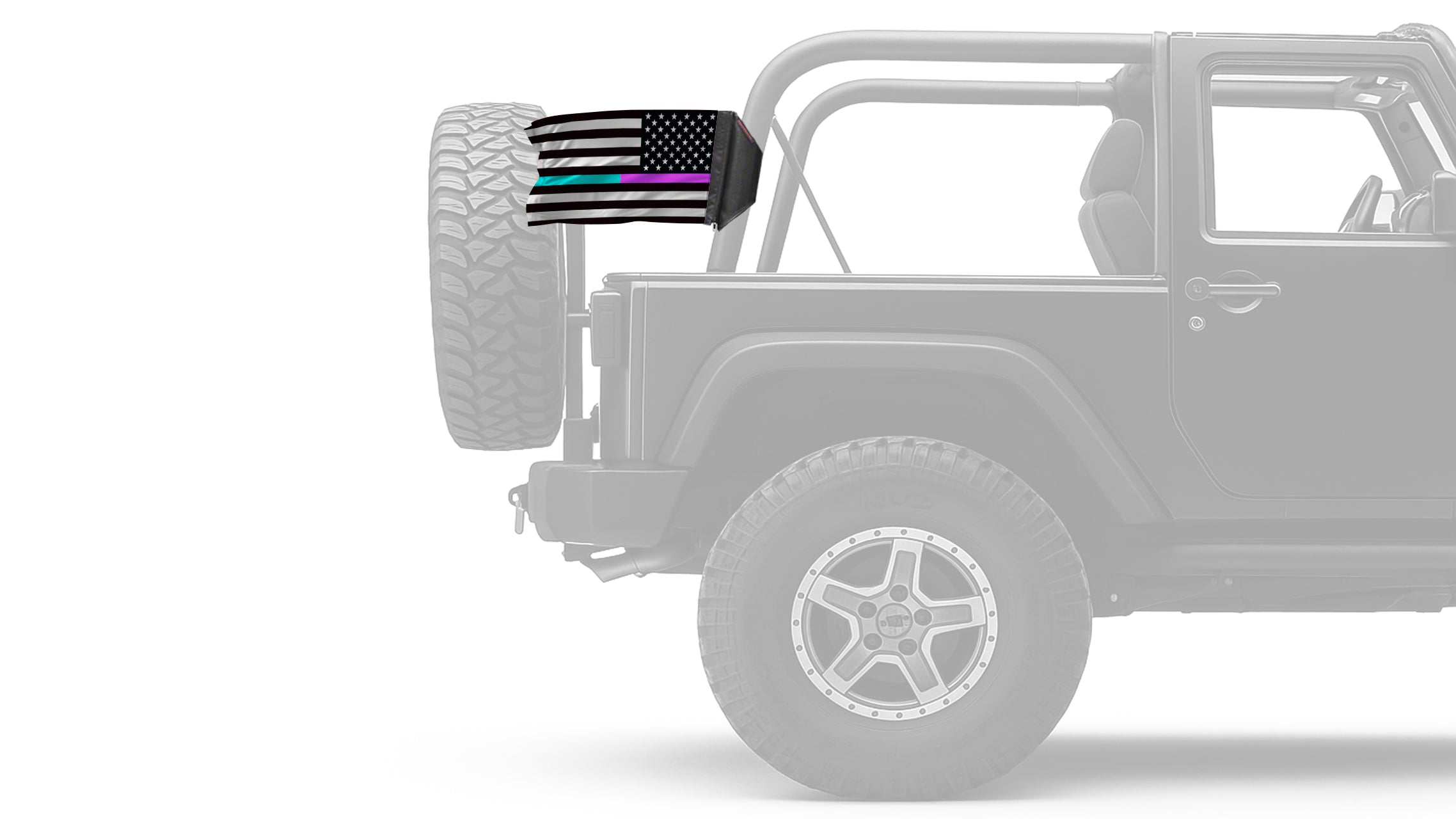 USA Subdued Thin Purple-Teal Line 12"x18" Forever Wave Flag for Jeep Wrangler JK 2-Door 2007-2018