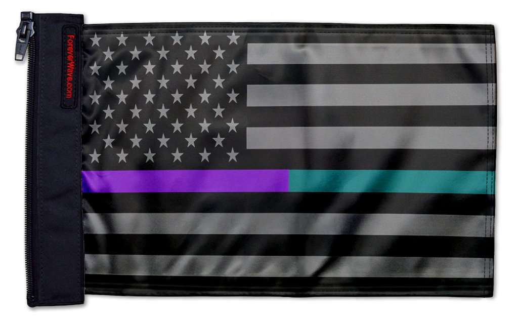 USA Subdued Thin Purple-Teal Line 12"x18" Forever Wave Flag for Jeep Wrangler JK 2-Door 2007-2018