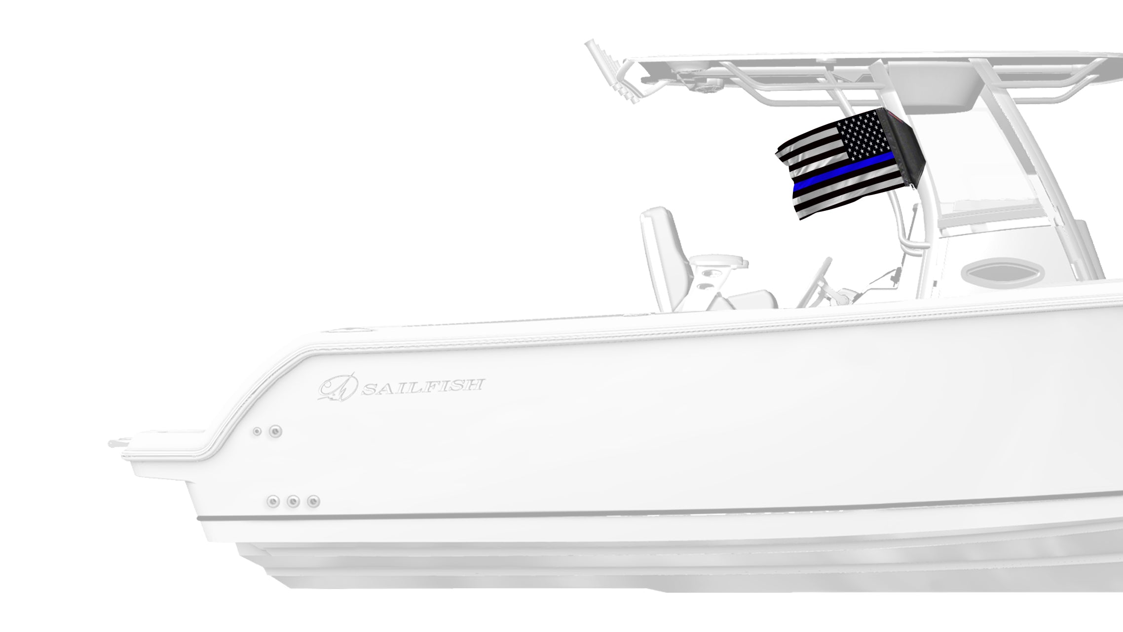 USA Subdued Thin Blue Line 12"x18" Forever Wave Flag for Boats