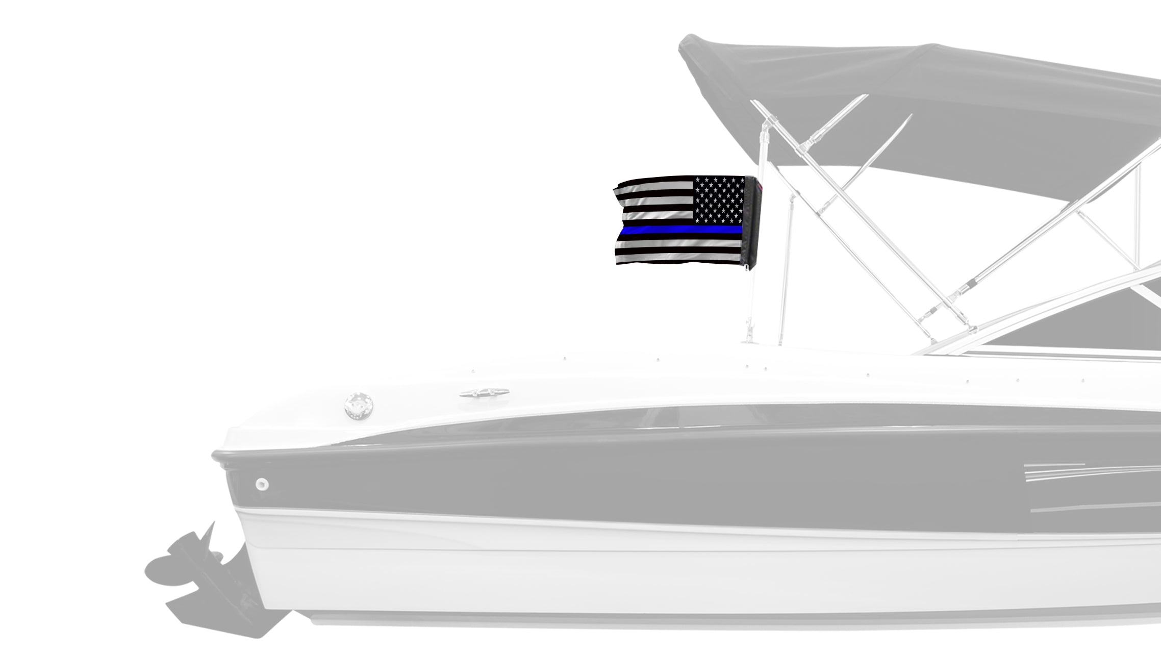 USA Subdued Thin Blue Line 12"x18" Forever Wave Flag for Boats