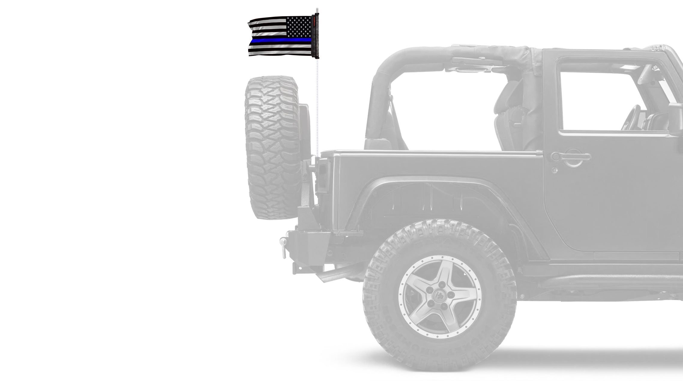 USA Subdued Thin Blue Line 12"x18" Forever Wave Flag for Jeep Wrangler JL 2-Door 2018-Present