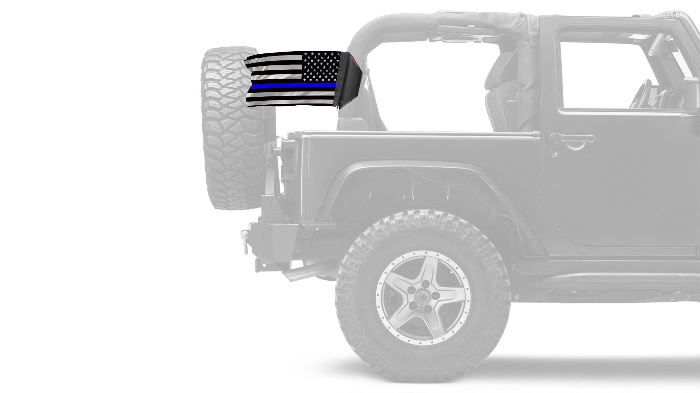 USA Subdued Thin Blue Line 12"x18" Forever Wave Flag for Jeep Wrangler LJ 2003-2006