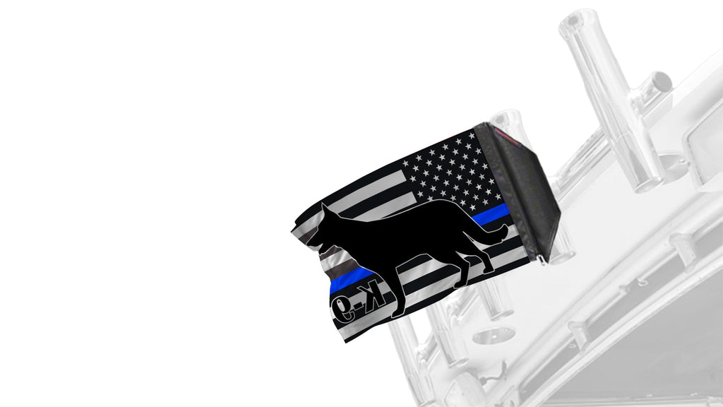 USA Subdued Thin Blue Line K9 12"x18" Forever Wave Flag for Boats