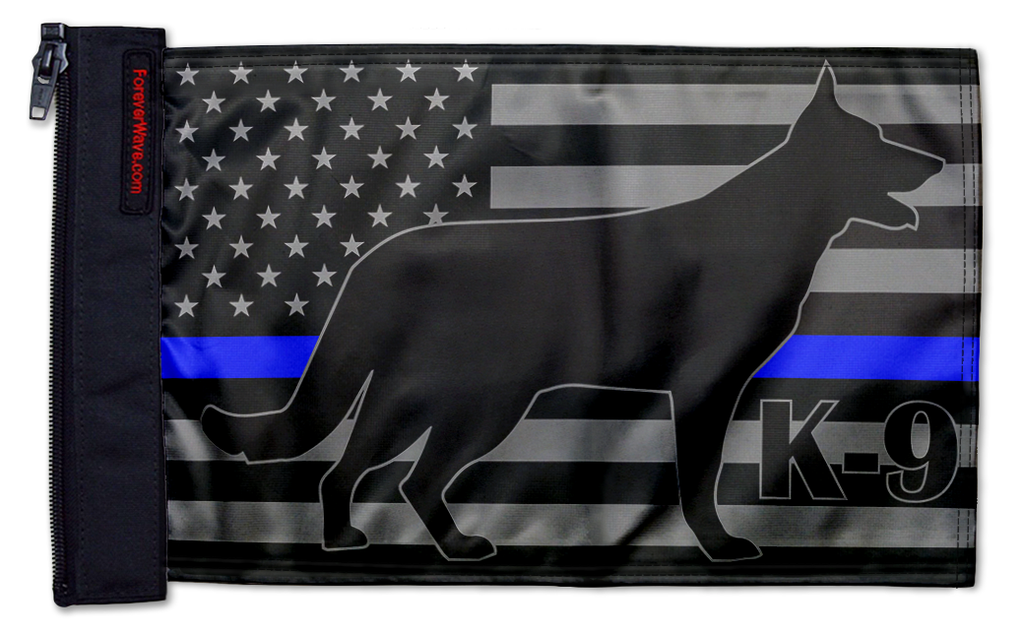 USA Subdued Thin Blue Line K9 12"x18" Forever Wave Flag for Jeep Wrangler TJ 1996-2006