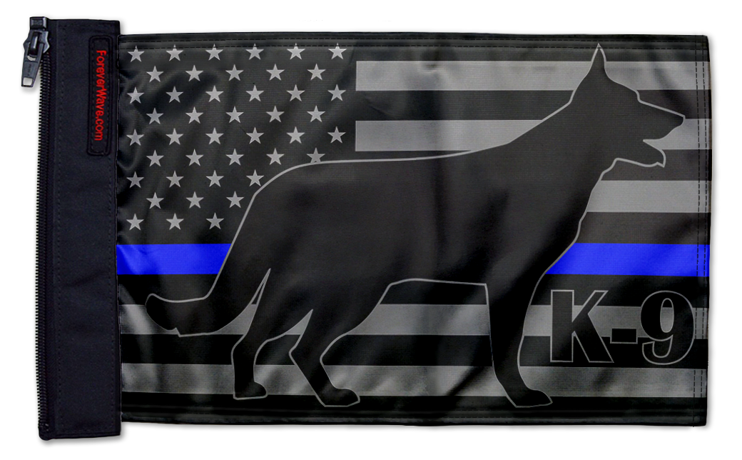 USA Subdued Thin Blue Line K9 12"x18" Forever Wave Flag for Jeep Wrangler TJ 1996-2006