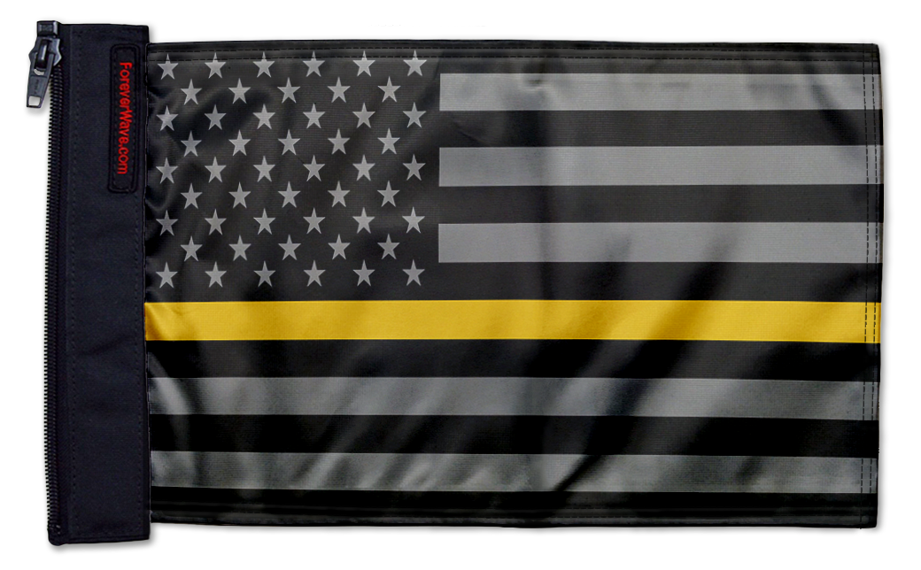 USA Subdued Thin Gold Line 12"x18" Forever Wave Flag for Jeep Wrangler CJ-7 and CJ-8 1976-1986