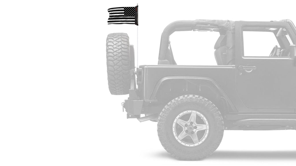 USA Subdued Thin Grey Line 12"x18" Forever Wave Flag for Jeep Wrangler LJ 2003-2006