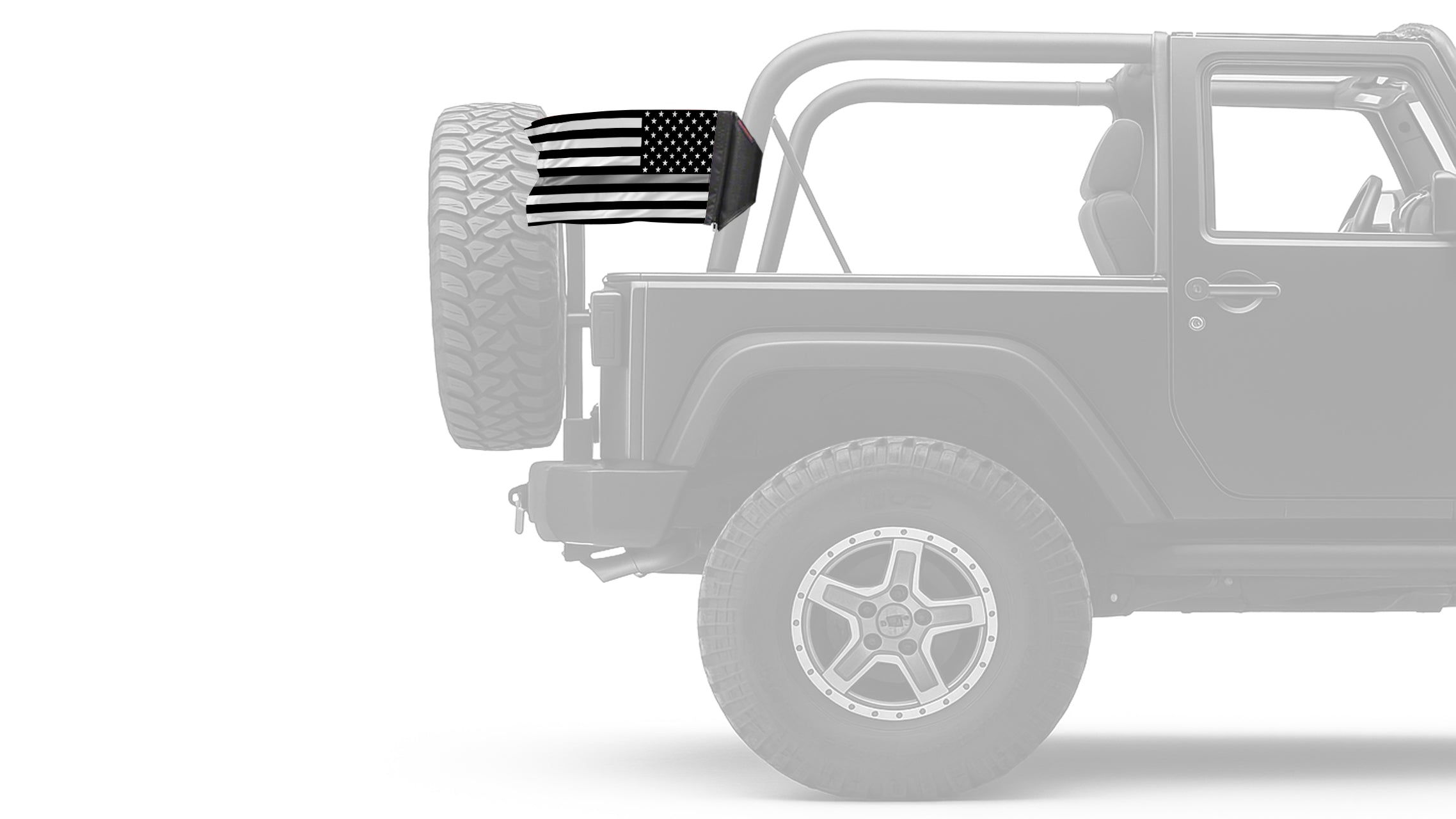 USA Subdued Thin Grey Line 12"x18" Forever Wave Flag for Jeep Wrangler LJ 2003-2006