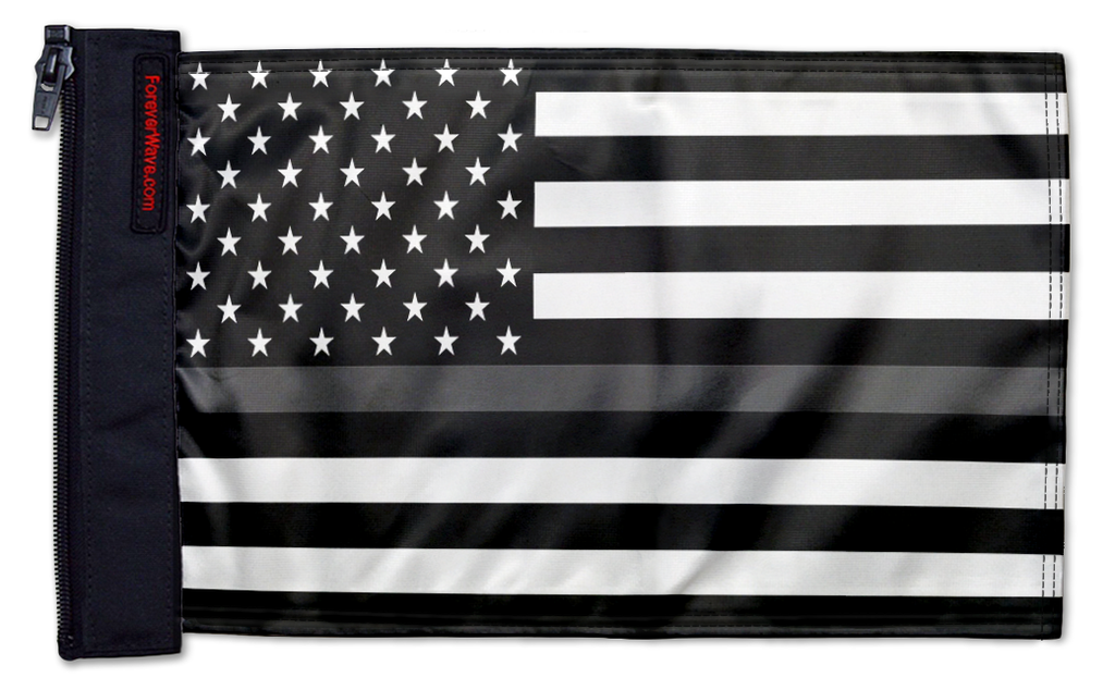 USA Subdued Thin Grey Line 12"x18" Forever Wave Flag for Jeep Wrangler YJ 1986-1995