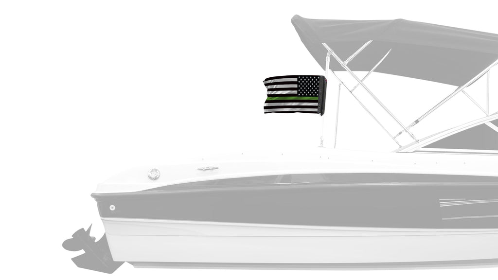 USA Subdued Thin Green Line 12"x18" Forever Wave Flag for Boats