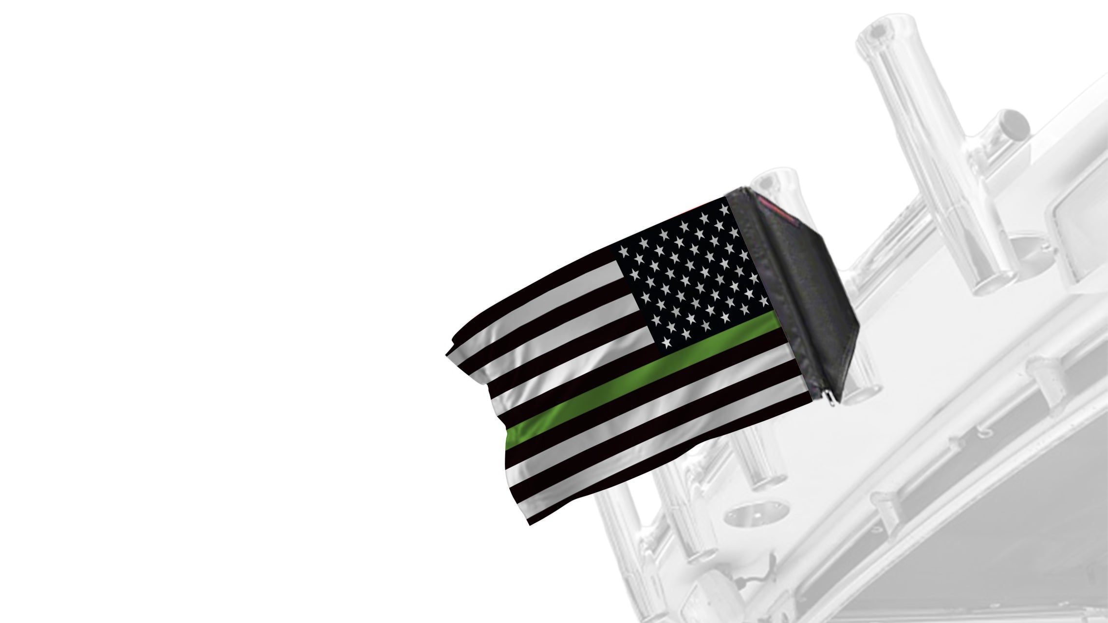 USA Subdued Thin Green Line 12"x18" Forever Wave Flag for Boats