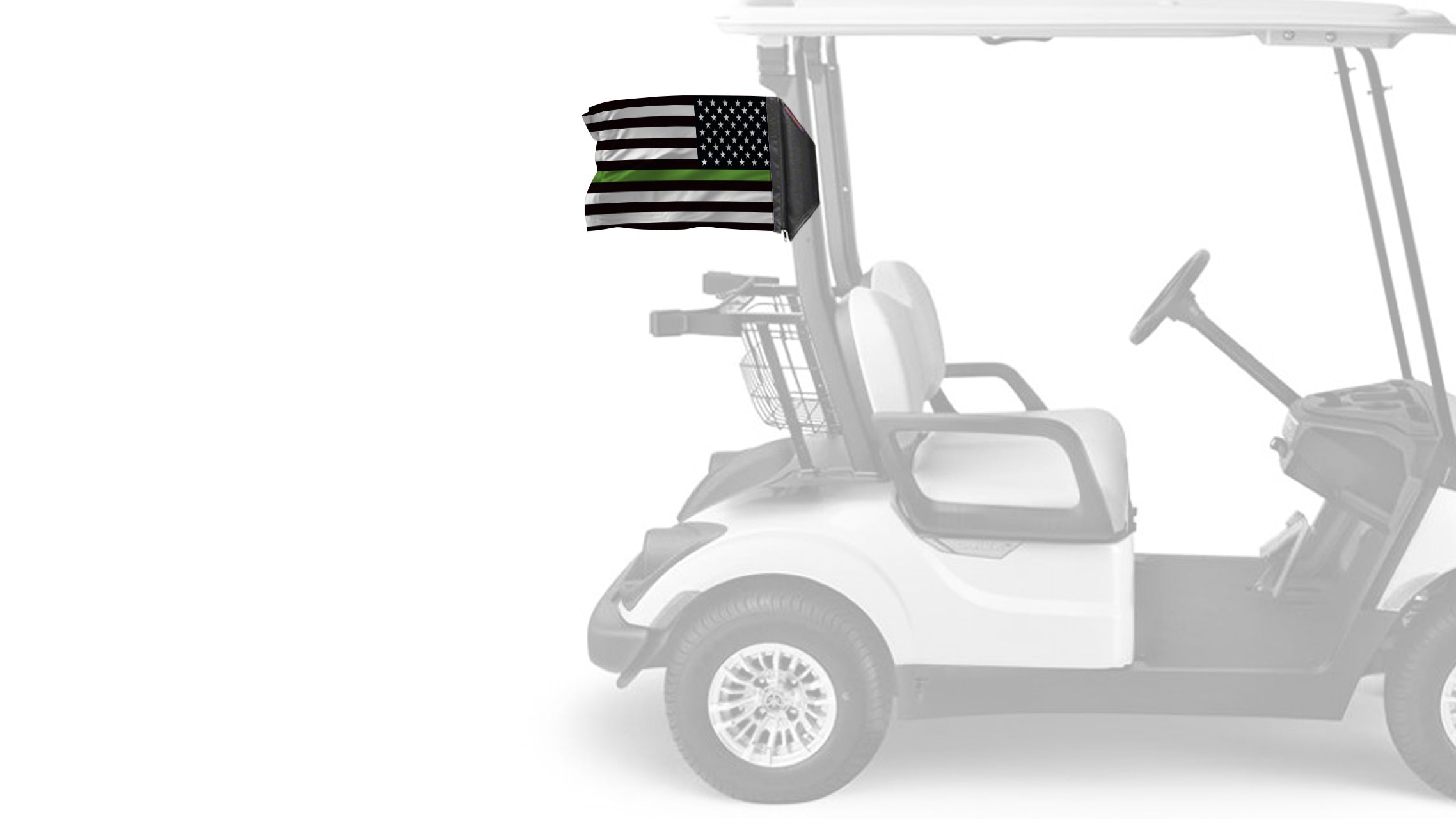 USA Subdued Thin Green Line 12"x18" Forever Wave Flag for Golf Carts