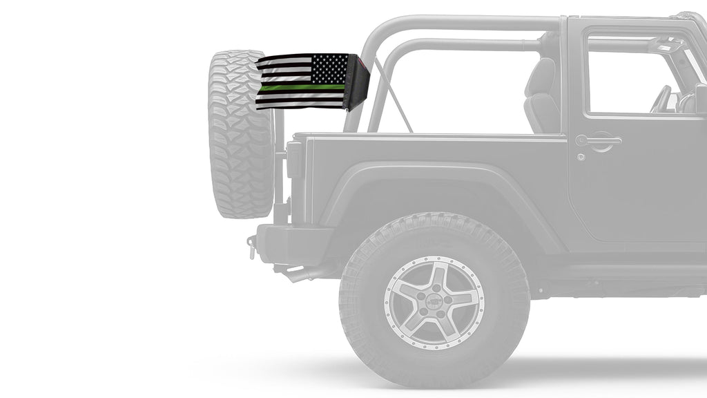 USA Subdued Thin Green Line 12"x18" Forever Wave Flag for Jeep Wrangler CJ-7 and CJ-8 1976-1986