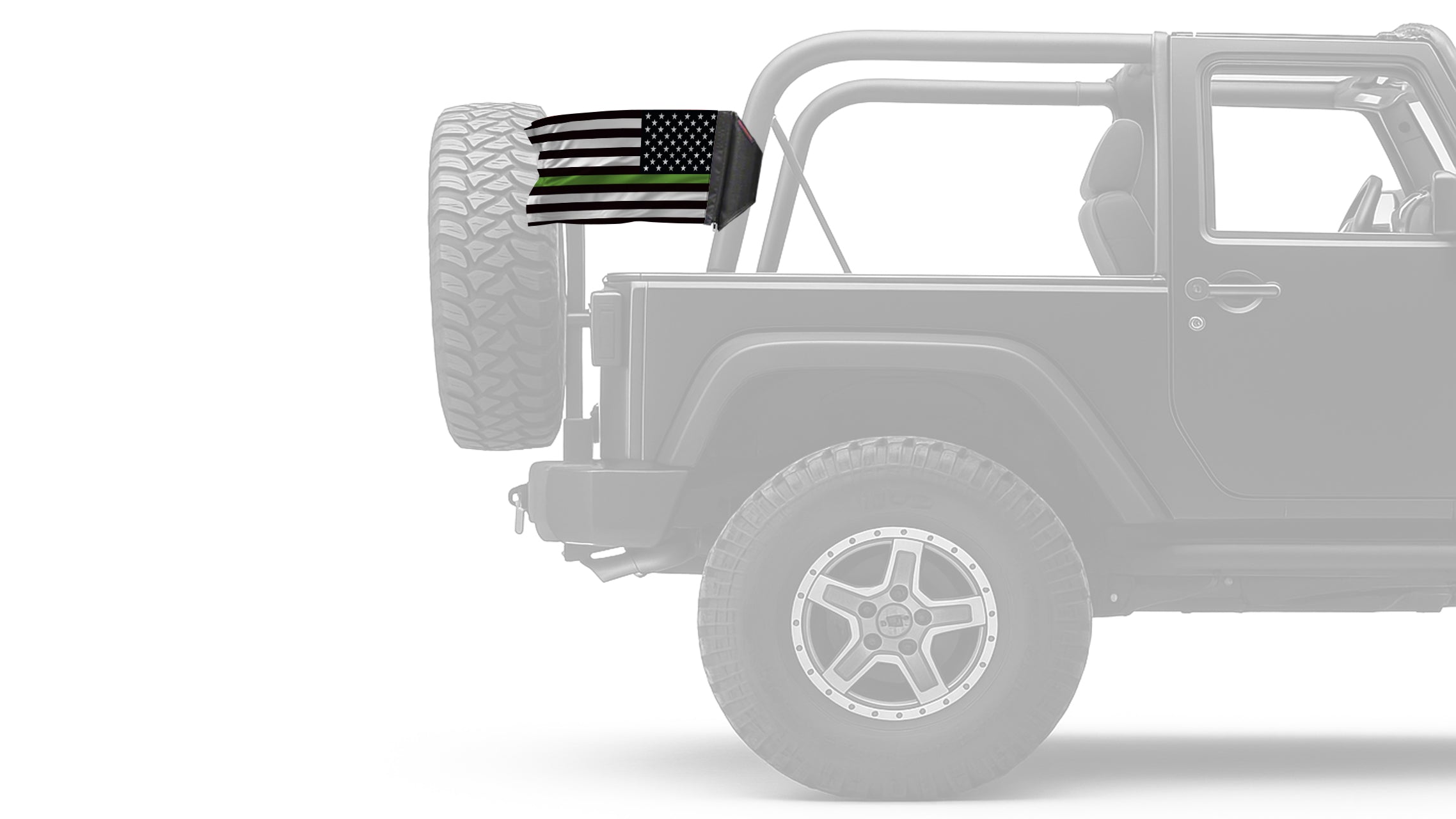 USA Subdued Thin Green Line 12"x18" Forever Wave Flag for Jeep Wrangler CJ-7 and CJ-8 1976-1986